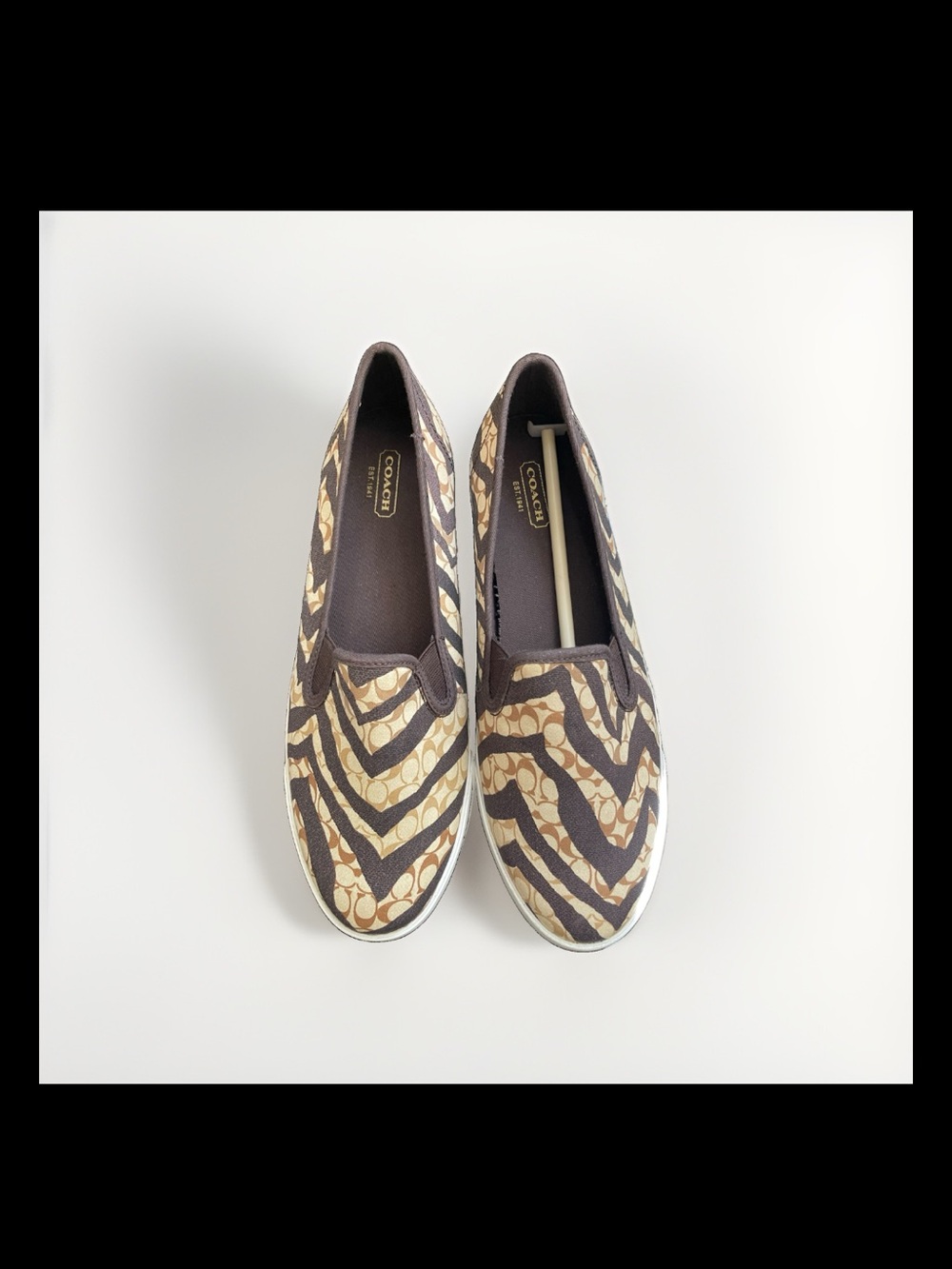 Coach Brown and Tan Signature Slip-On Sneakers Zebra NIB